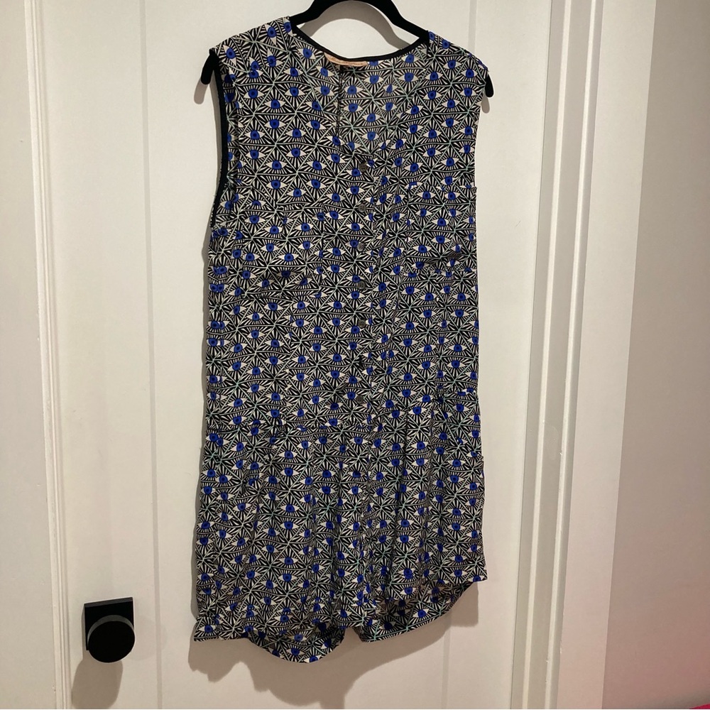 Mara Hoffman silk romper with evil eye protection pattern